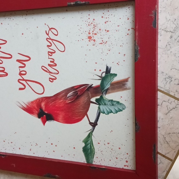 Framed cardinal in distressed wood/canvas print 16x12" (New) by valeri- Qvc - Picture 7 of 14